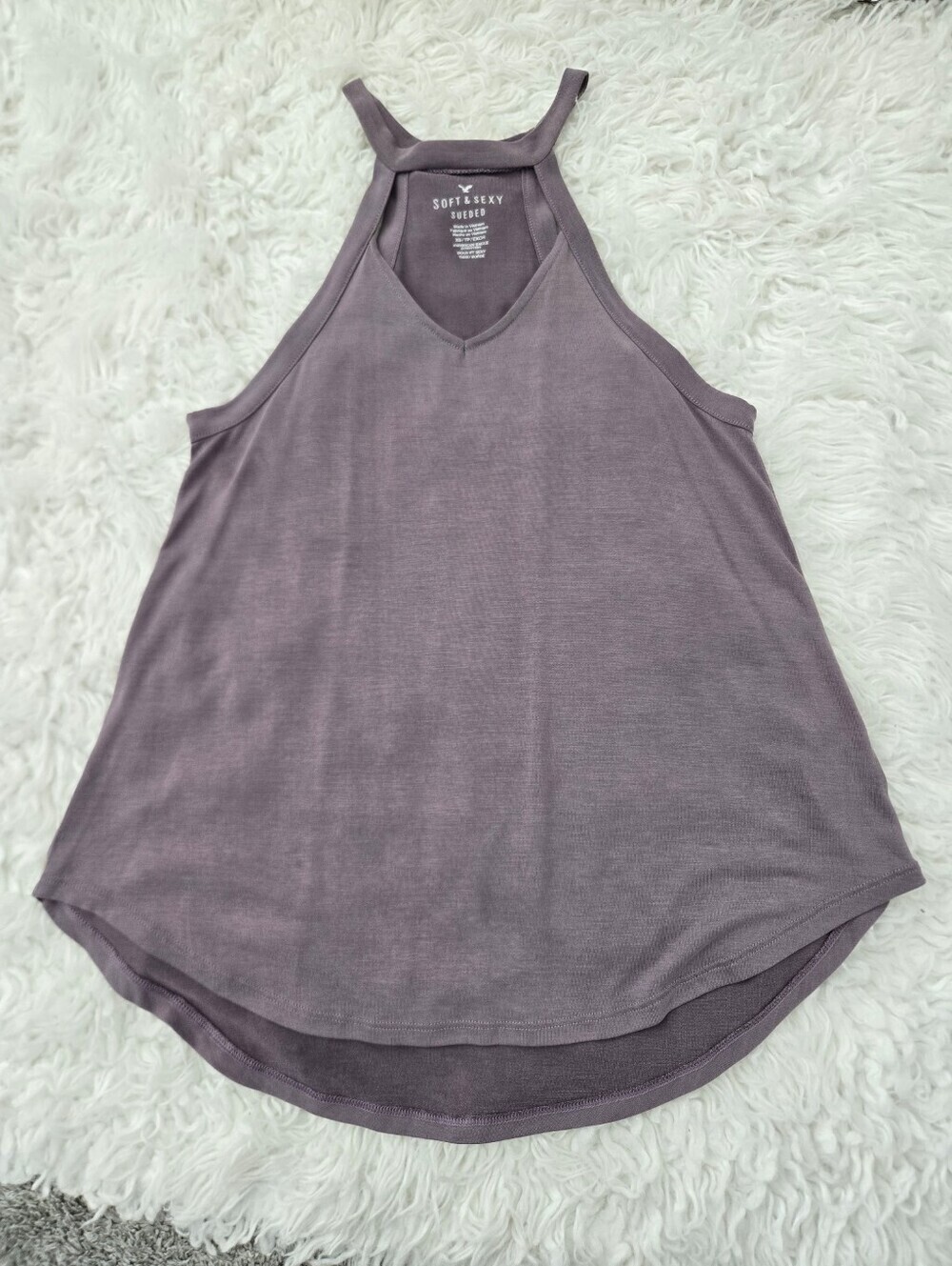 American Eagle Outfitters Soft & Sexy Sueded Tank Top in a dusty purple hue. Siz